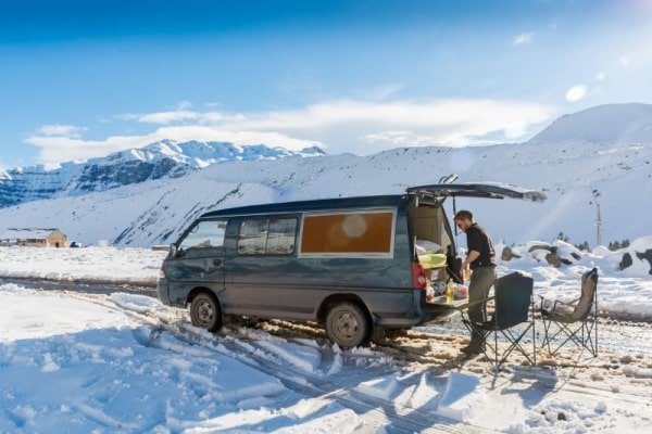 vanlife snow south america chile