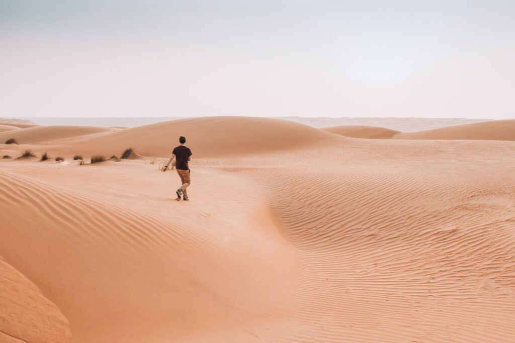 sand dunes matthias walking wahiba sands oman