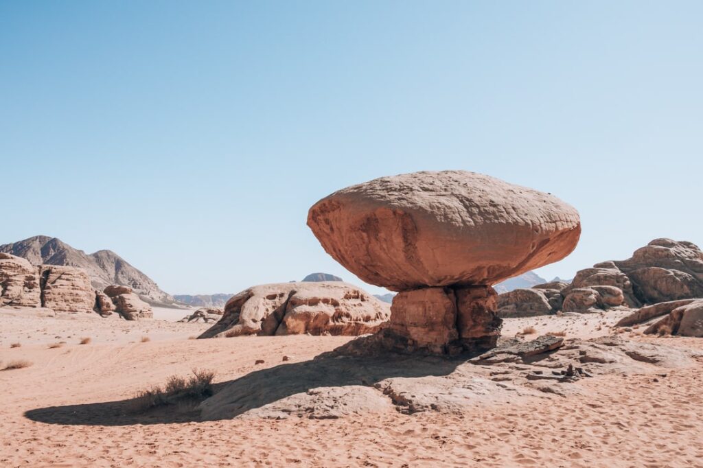 Rock formation in the shape of a mushroom