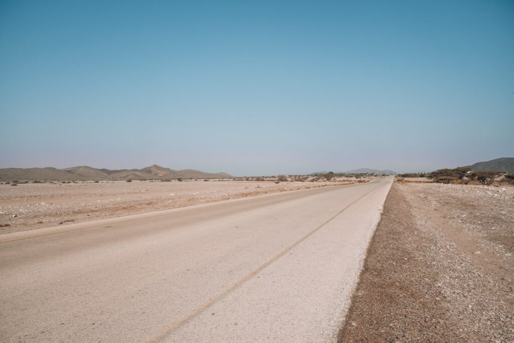 Empty road in rural area of Oman