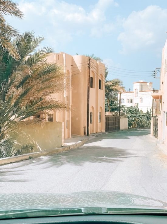 Street with clay houses in Nizwa in Oman