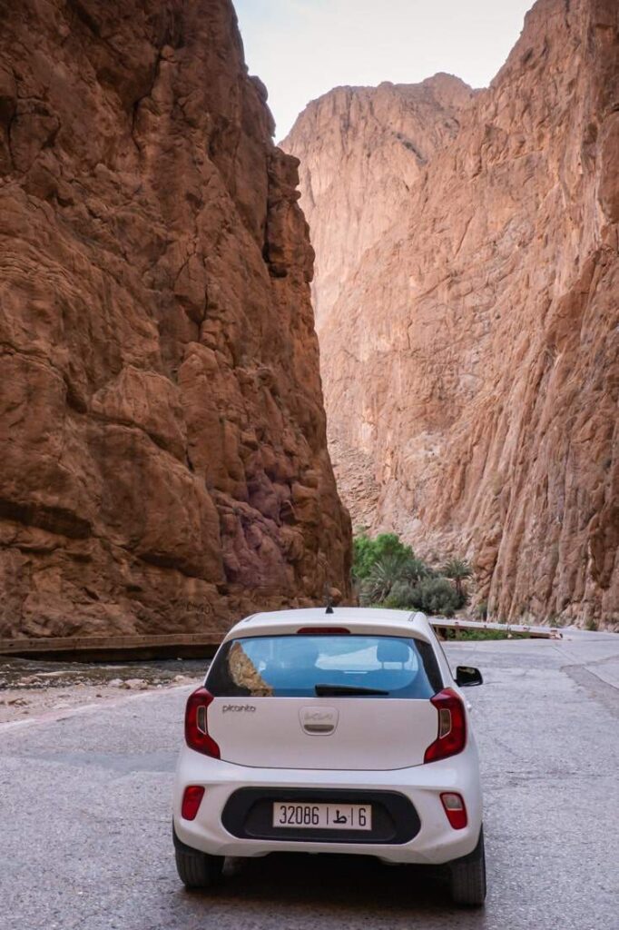 Driving in the Todhra gorge in Morocco