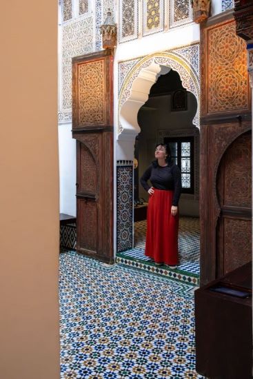 mieke standing inside the dar jamai museum