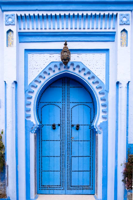 blue door chefchaouen morocco