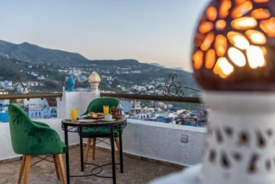 hotel dar blue main chefchaouen morroco rooftop terrace