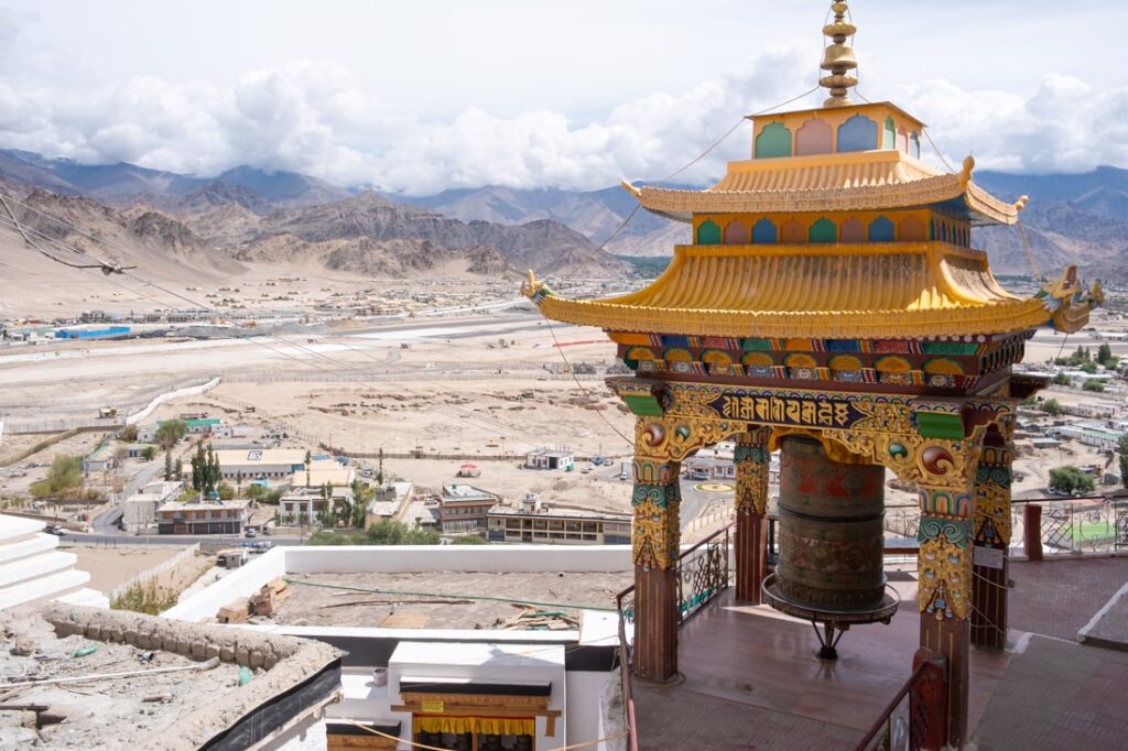 Prayer wheel Spituk Monastery Leah Ladakh India