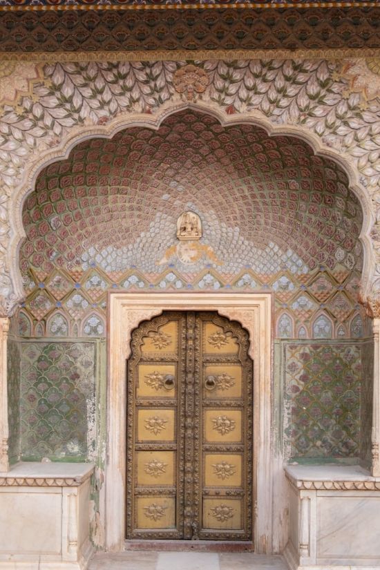 the rose gate at pritam niwas chowk in the city palace in jaipur