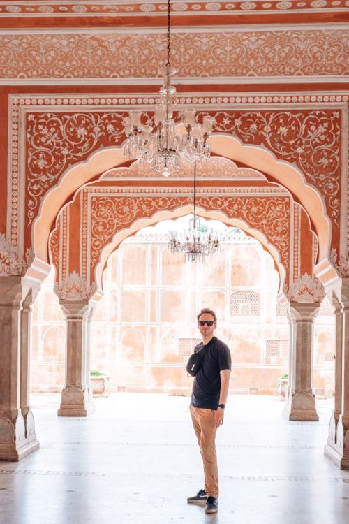 pink archways city palace jaipur india