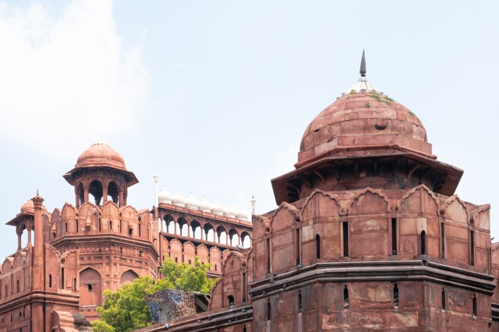 red fort outer walls delhi india