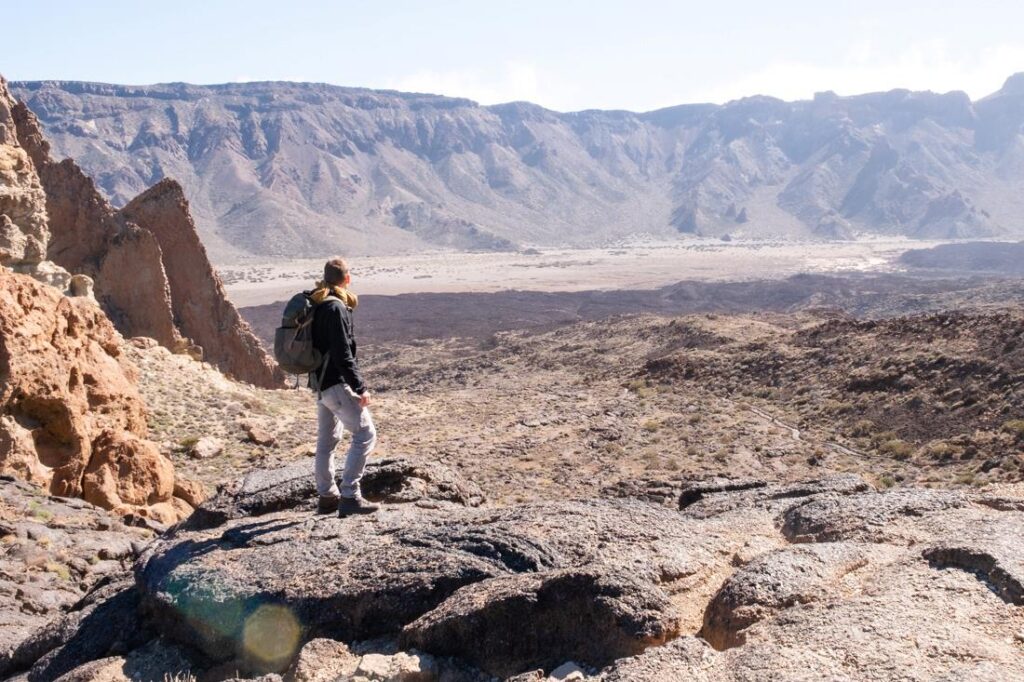 Matthias standing in a huge volcanic landscape in Teide National Park in Tenerife